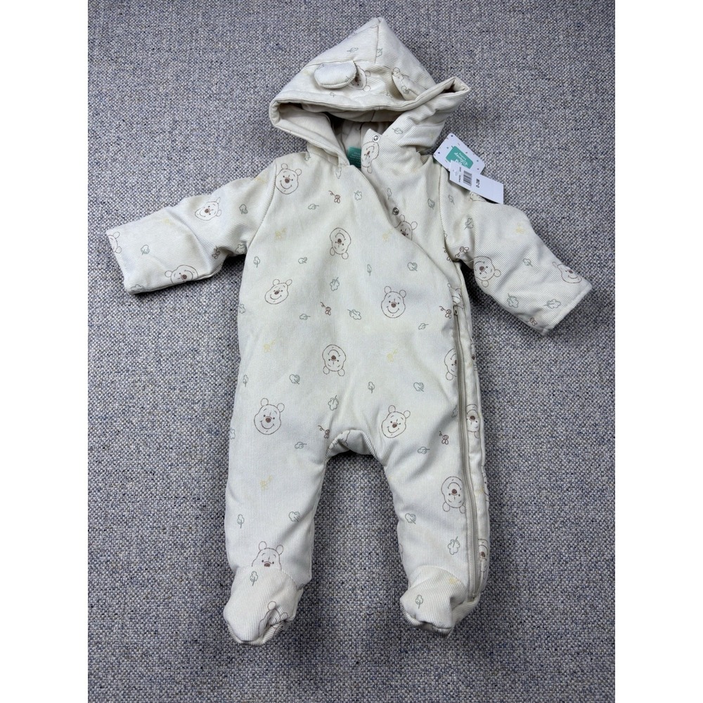 Disney Baby Winnie the Pooh Hooded Pram Suit Snowsuit Bunting Cream Ivory 0-3M
